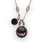Mariana Necklace Pendant Duo Purple Velvet & Lt Amethyst Austrian Crystals Wildberry/Misty Coll. - Image 3