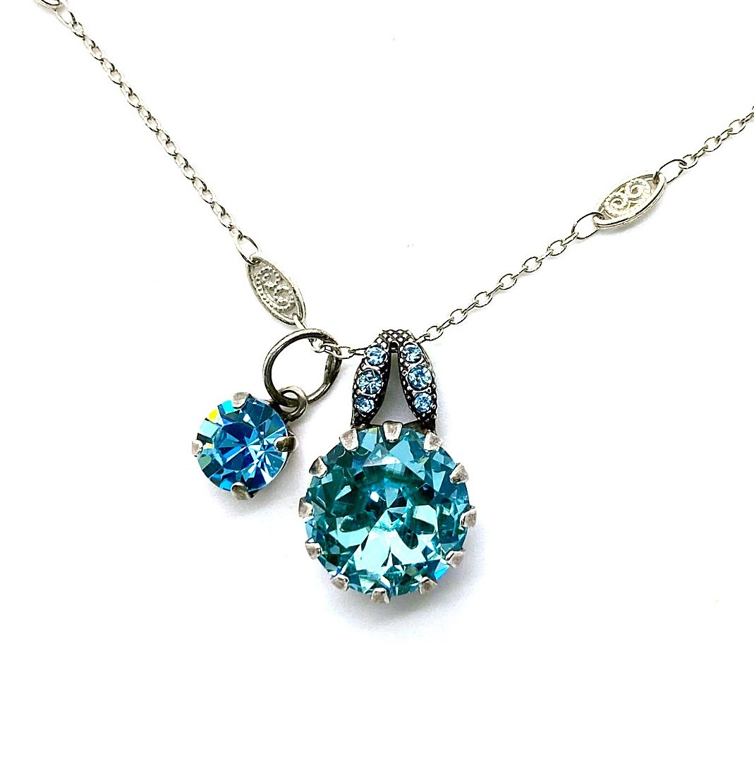 N-5133-2-202202-SP (2) Necklace Pendant By Mariana Woman Duo Aquamarine Swarovski Crystals - Image 1