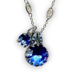 Necklace Pendant By Mariana Woman Duo Sapphire Swarovski Crystals - Image 3