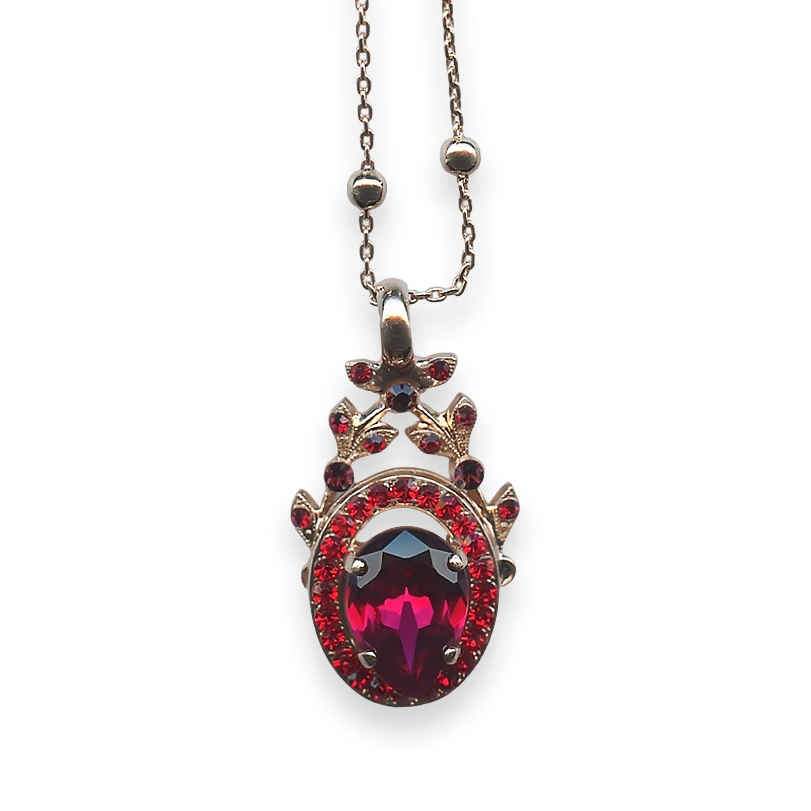 N-52009-1070-RG (1) Mariana Necklace Pendant Lady In Red Coll. Simply Elegant Fuchsia, Siam. Ruby, & Burgundy Austrian Crystals - Image 1