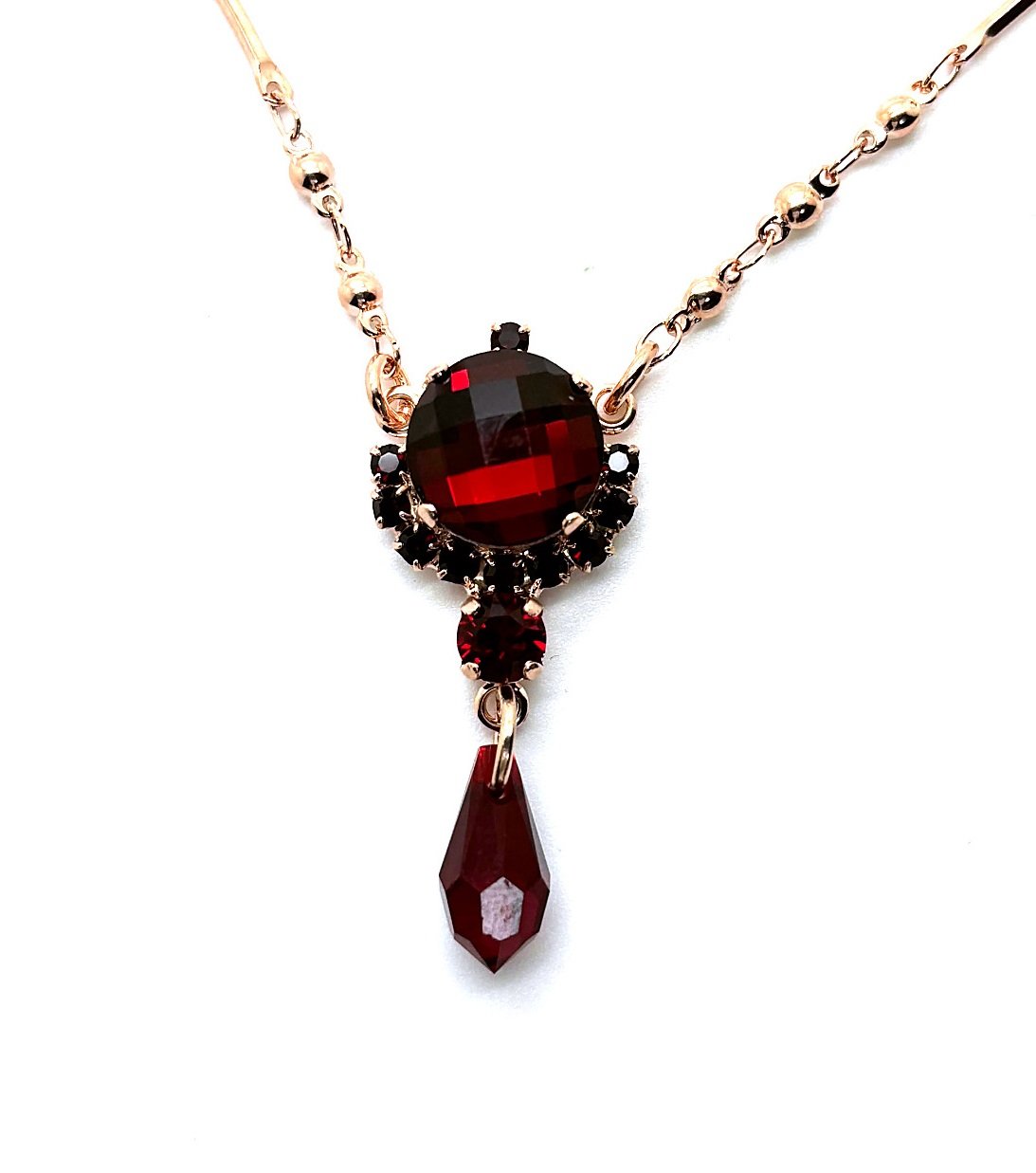 N-5219-1070-RG (2) Necklace Pendant By Mariana Woman Faceted Ruby and Siam Swarovski Crystals-RG - Image 1