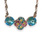 Mariana Necklace Pendant Poppy Coll. Shimmering Sun Kissed Laguna, Teal, Rose, & Yellow Austrian Crystals