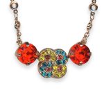 Mariana Necklace Pendant Poppy Coll. Stunning Vivid Red, Teal, Rose, & Yellow Austrian Crystals
