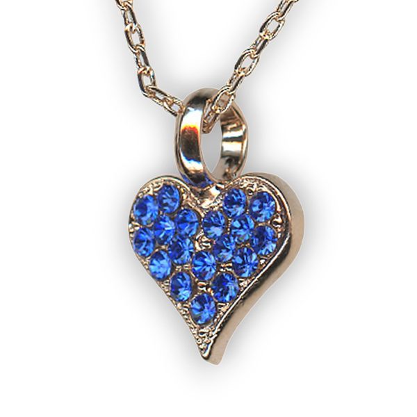 Mariana Necklace Pendant Heart Encrusted Sapphire Austrian Crystals My Treasures Coll.