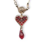Mariana Necklace Pendant Lady In Red Coll. Heart Dangling Siam & Burgundy Austrian Crystals - Image 2