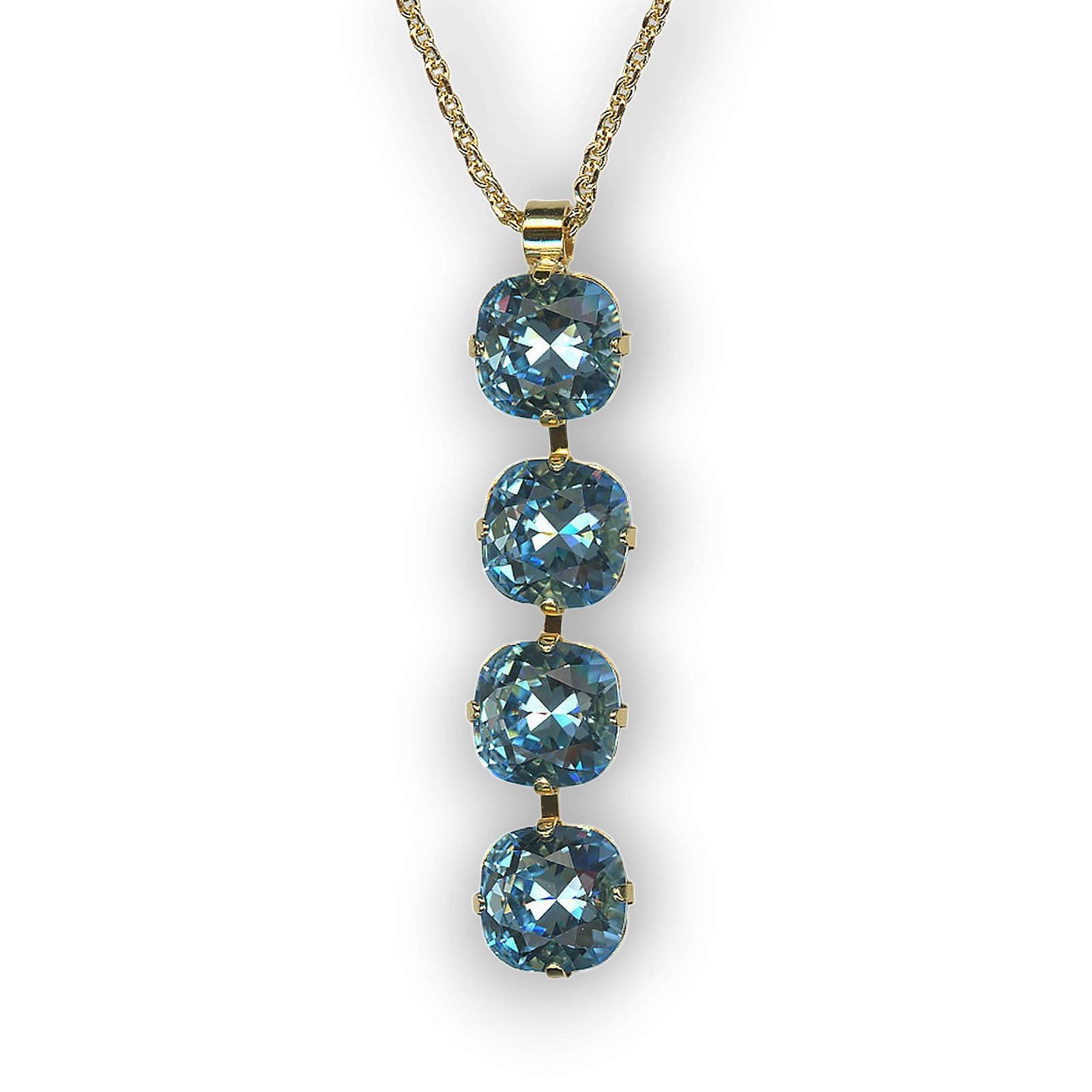 N-5326-12-202202-YG (1) Mariana Necklace Pendant Glamorous Aquamarine Austrian Crystals My Treasures Coll. - Image 1