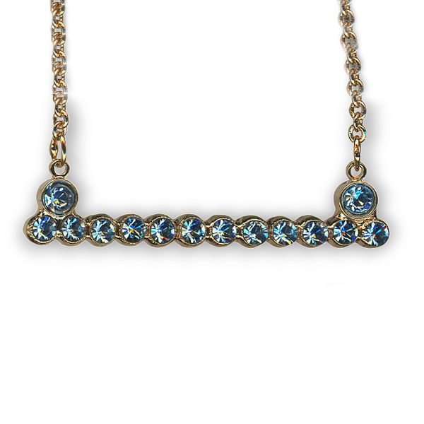 Mariana Necklace Pendant Bar Encrusted Aquamarine Austrian Crystals My Treasures Coll.