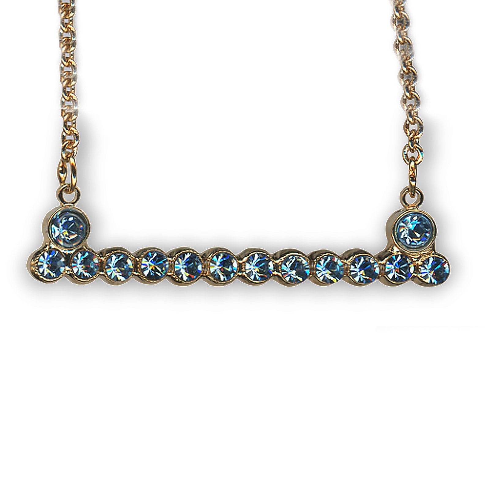 N-5330-1-202202-YG (1) Mariana Necklace Pendant Bar Encrusted Aquamarine Austrian Crystals My Treasures Coll. - Image 1
