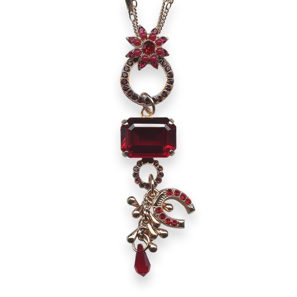 Mariana Necklace Pendant Lady In Red Coll. Charming Siam, Burgundy, Ruby, & Red Coral Austrian Crystals