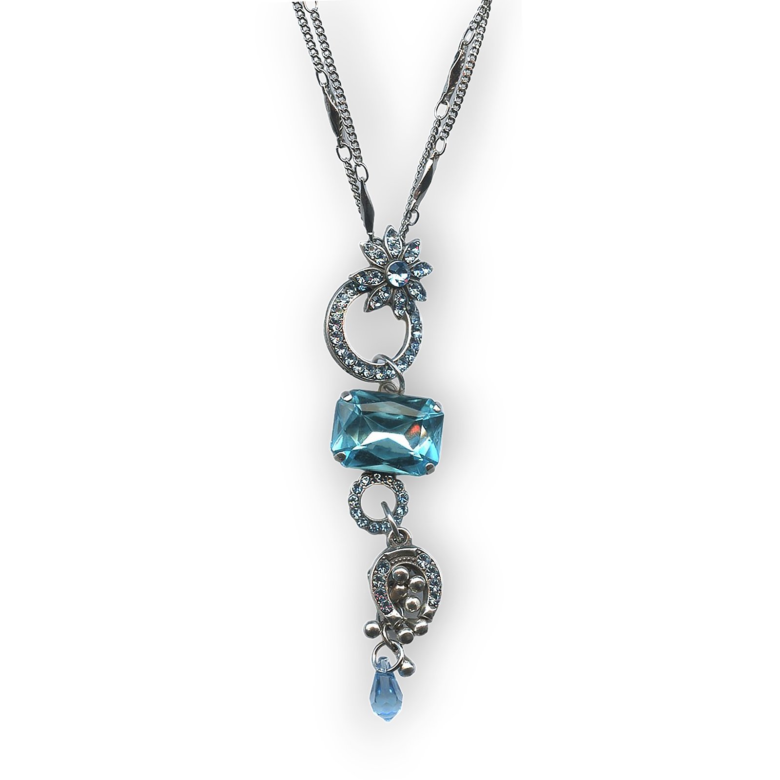 N-5382-1-202202-SP (1) Mariana Necklace Pendant Finely Detailed Aquamarine Austrian Crystals My Treasures Coll. - Image 1