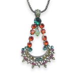 Necklace Pendant By Mariana Woman Gypsy Aqua Blue and Orange Swarovski Crystals - Image 2