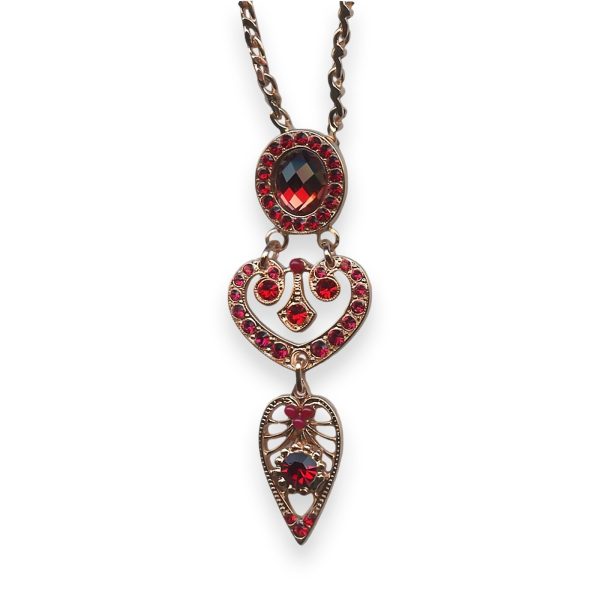 Mariana Necklace Pendant Lady In Red Coll. Stunning Ruby, Siam, Red Coral, & Burgundy Austrian Crystals