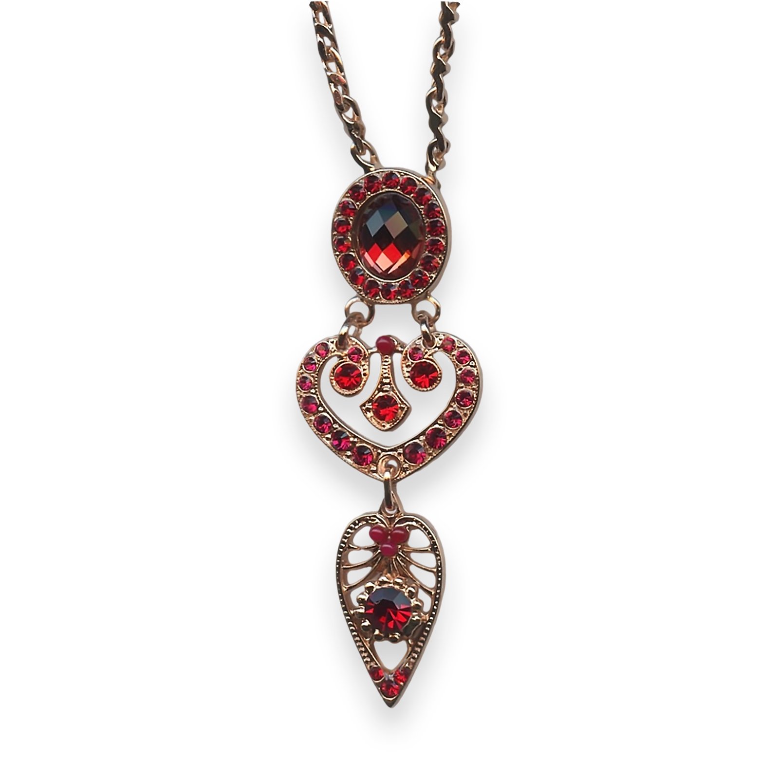 N-5423-3-1070-RG (1) Mariana Necklace Pendant Lady In Red Coll. Stunning Ruby, Siam, Red Coral, & Burgundy Austrian Crystals - Image 1