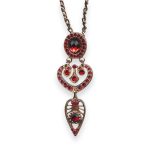 Mariana Necklace Pendant Lady In Red Coll. Stunning Ruby, Siam, Red Coral, & Burgundy Austrian Crystals - Image 2
