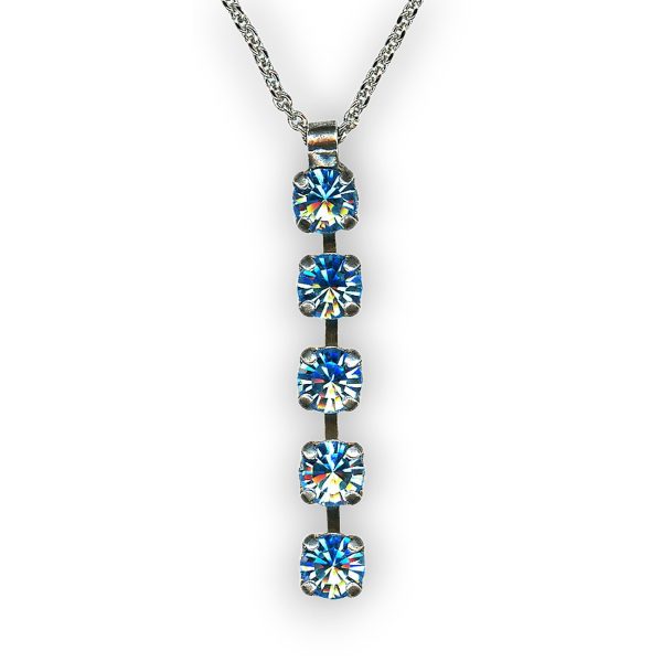 Mariana Necklace Pendant Multi Tier Aquamarine Austrian Crystals My Treasures Coll.
