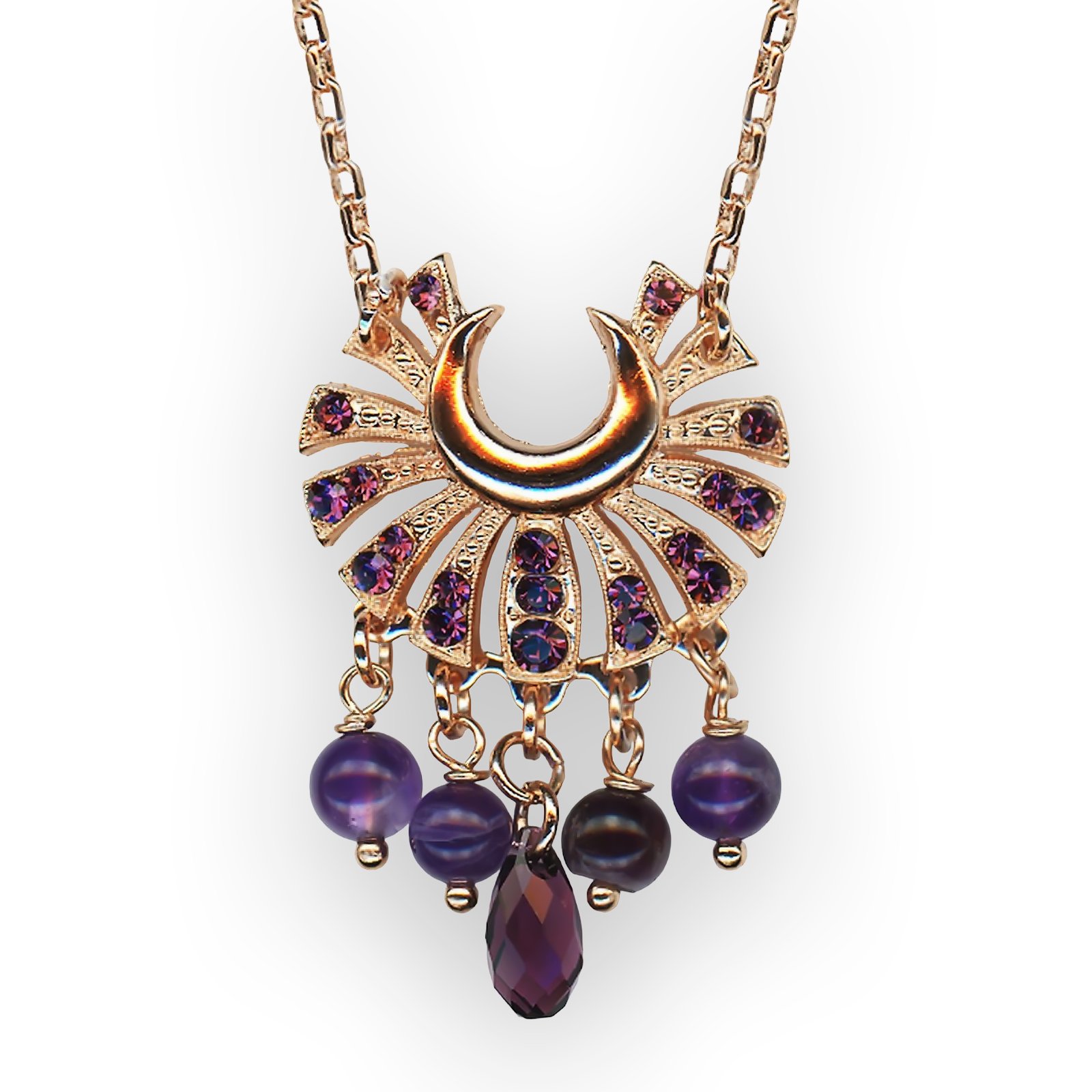 N-5509-1-1134-RG (1) Mariana Necklace Pendant Wildberry / Misty Coll. Elegant Amethyst Austrian Crystals - Image 1