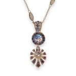 Mariana Necklace Pendant Wildberry/ Misty Coll. Boho Gypsy Tanzanite, Amethyst, & Vitral Lt Austrian Crystals
