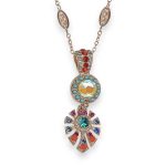Mariana Necklace Pendant Poppy Coll. Boho Chic Vivid Red, Turq, Sun Kissed Sunshine, Fuchsia, Tanzanite, & Coral Austrian Crystals - Image 3