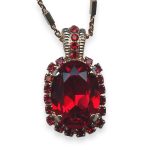 Mariana Necklace Pendant Lady In Red Coll. Luxurious Ruby & Siam Austrian Crystals - Image 3