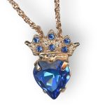 Necklace Pendant By Mariana Woman Heart Tiara Sapphire Swarovski Crystals - Image 3