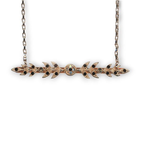 Mariana Necklace Pendant Vine Leaf Moonlight, Jet, & Silver Night Austrian Crystals Black Orchid Botanica Coll.