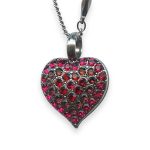 Mariana Necklace Pendant Lady In Red Coll. Heart Encrusted Fuchsia, Burgundy, & Ruby Austrian Crystals - Image 3