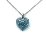 Necklace Pendant By Mariana My Treasures Coll. Heart Encrusted Aquamarine Austrian Crystals