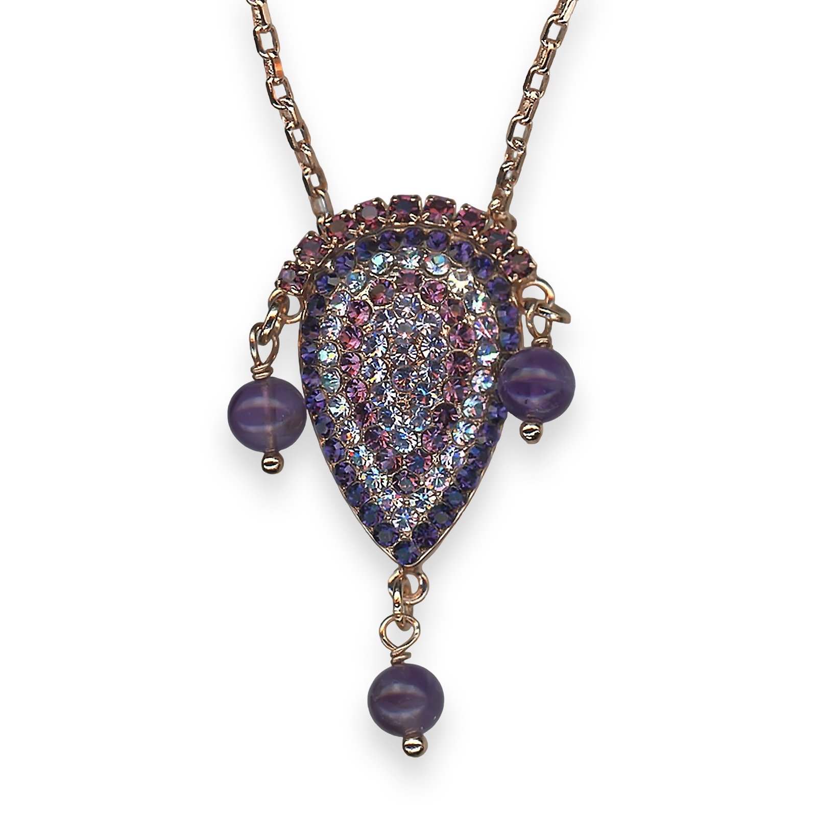 N-5898-M1134-RG (1) Mariana Necklace Pendant Wildberry/ Misty Coll. Fab Amethyst Mineral, Purple Velvet, Vitral Lt, Amethyst, & Violet Austrian Crystals - Image 1