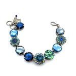 Bracelet By Mariana Abalone Mineral and Montana Blue Swarovski Crystals