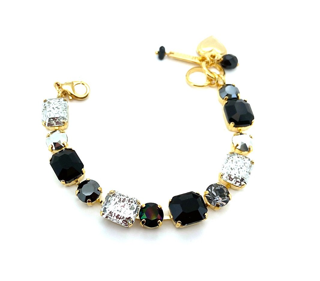 B-4320-1149-YG (3) Bracelet By Mariana Rocky Road À La Mode Coll. Hematite, Jet, & Black Diamond Austrian Crystals - Image 1