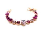 Bracelet By Mariana Heart and Floral Fuchsia and Light Rose Swarovski Crystals - Image 3