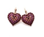 Earrings By Mariana Woman Heart Shaped Red, Fuchsia and Rose Peach Swarovski Crystals - Image 2