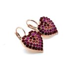 Earrings By Mariana Woman Heart Shaped Red, Fuchsia and Rose Peach Swarovski Crystals - Image 3