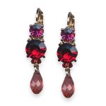 Mariana Earrings Firefly Coll. Dangling Fuchsia, Red, & Rose Peach Austrian Crystals - Image 3