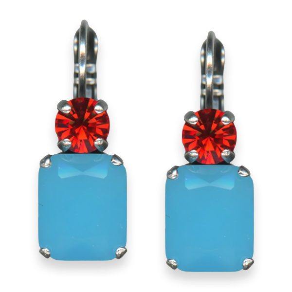 Mariana Earrings Serengeti Africa Coll. Charming Air Blue Opal & Orange Hyacinth Austrian Crystals