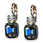 Mariana Earrings Zulu Africa Coll. Elegant Silver Night & Clear Austrian Crystals