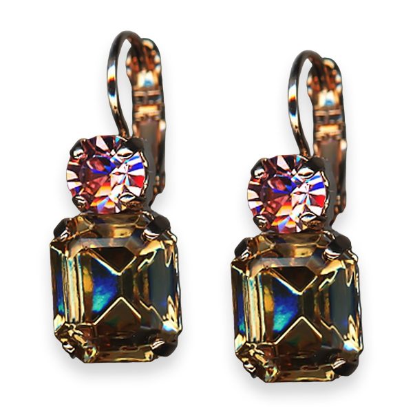 Mariana Earrings Gingerbread Coll. Fab Golden Shadow & Lt Rose Austrian Crystals
