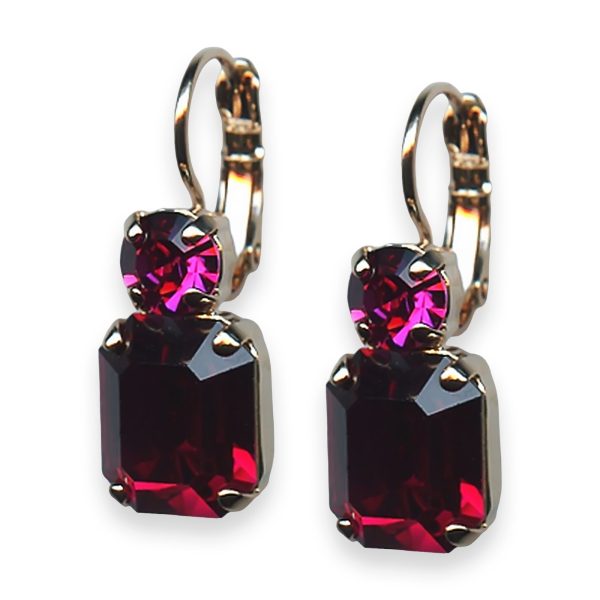 Mariana Earrings Firefly Coll. Elegant Red & Fuchsia Austrian Crystals