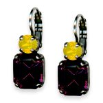 Mariana Earrings My Treasures Coll. Elegant Amethyst & Yellow Opal Austrian Crystals - Image 3