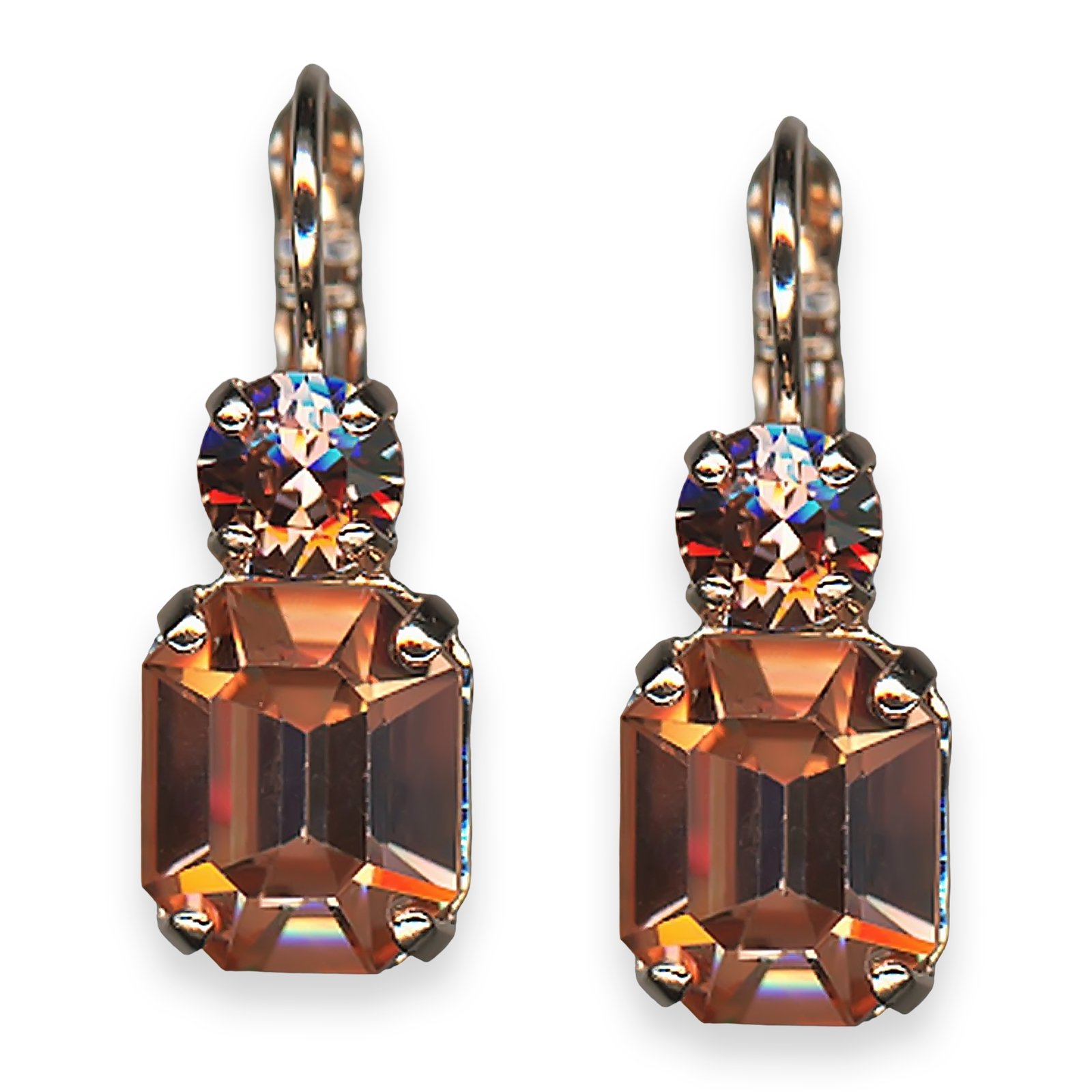E-1014-1-257363-RG6 (1) Mariana Earrings My Treasures Coll. Timeless Apricot & Blush Rose Austrian Crystals - Image 1