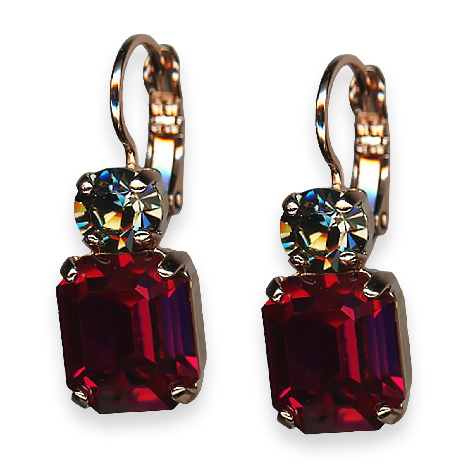 E-1014-1-501-RG6 (1) Mariana Earrings My Treasures Coll. Sophisticated Ruby & Black Diamond Austrian Crystals - Image 1