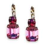 Mariana Earrings Saba Caribbean Life Coll. Lovely Fuchsia & Lt Rose Austrian Crystals - Image 3