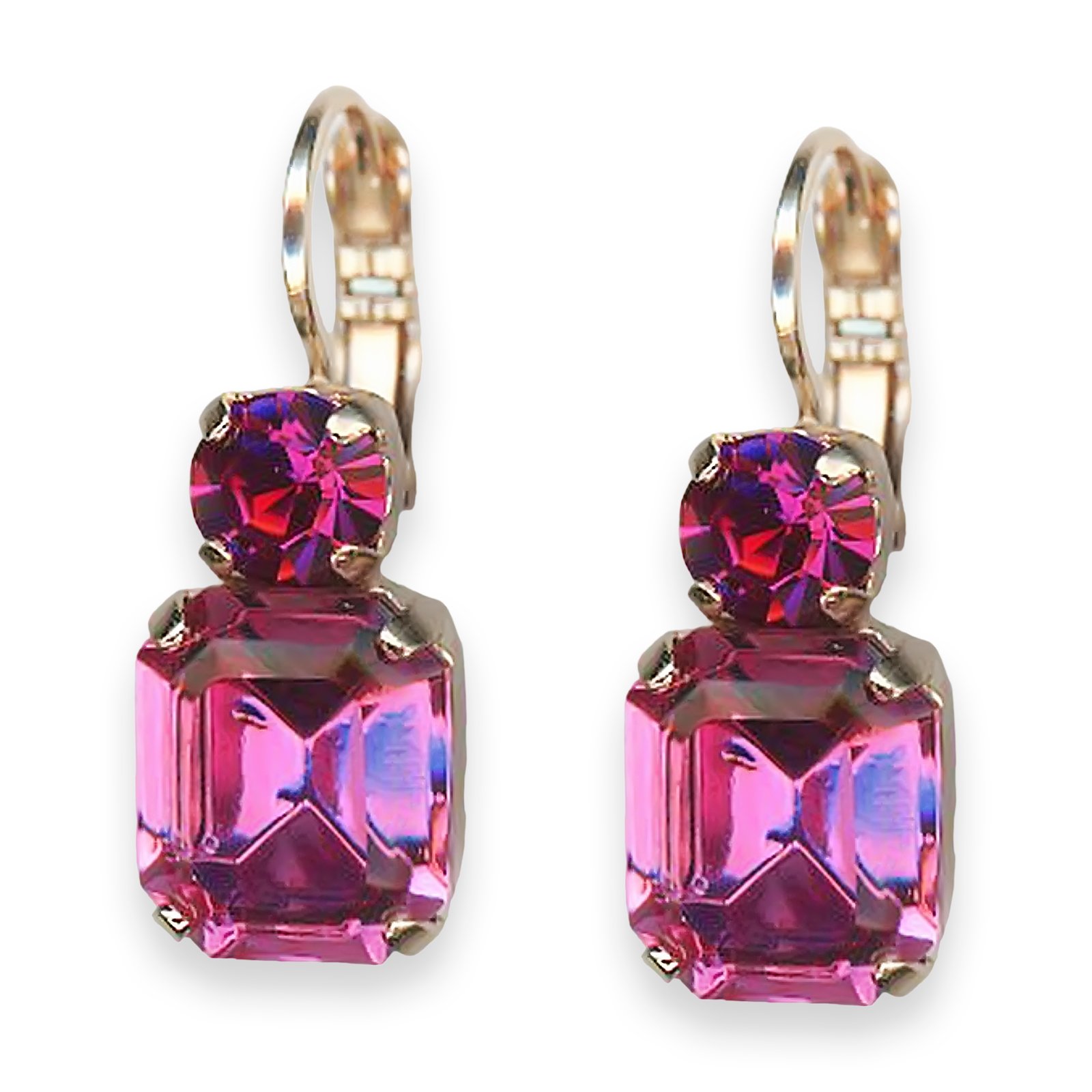 E-1014-1-502209-YG6 (1) Mariana Earrings My Treasures Coll. Charming Fuchsia & Rose Austrian Crystals - Image 1