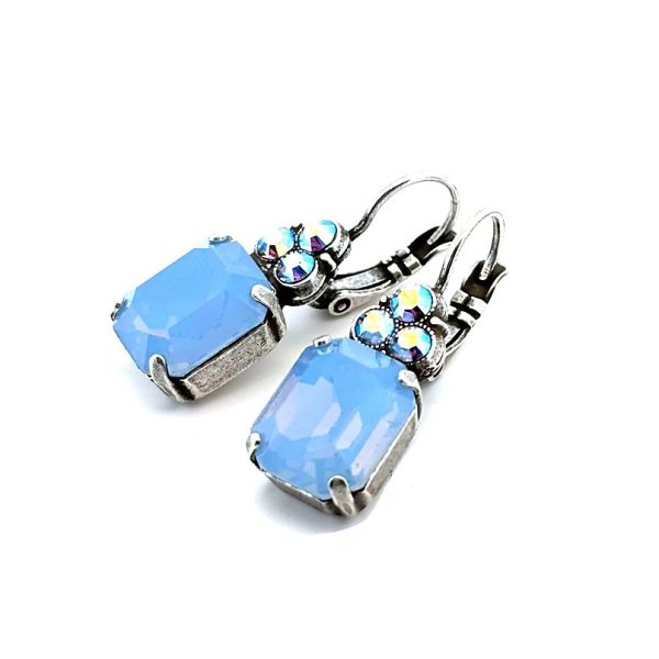 Earrings By Mariana Woman Elegant Frosted Blue and AB Swarovski Crystals