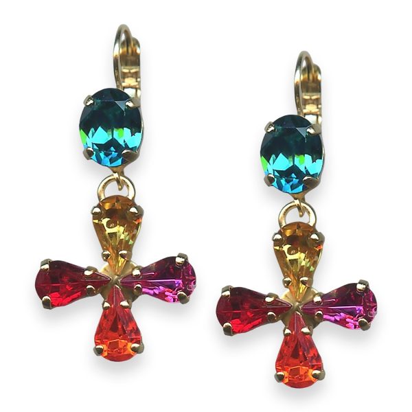 Mariana Earrings My Treasures Coll. Fab Teal, Jonquil, Red, Fuchsia, & Hyacinth Austrian Crystals