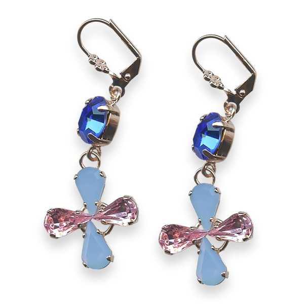 Earrings By Mariana Woman Charming Capri Blue and Light Rose Swarovski Crystals