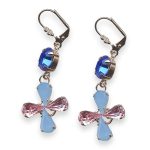 Earrings By Mariana Woman Charming Capri Blue and Light Rose Swarovski Crystals - Image 3