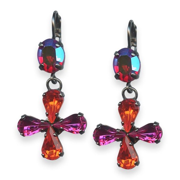 Mariana Earrings Lady Marmalade Coll. Sassy Red, Orange, & Fuchsia Austrian Crystals