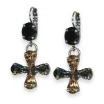 Mariana Earrings Black Orchid Coll. Elegant Jet, Black Diamond, & Golden Shadow Austrian Crystals - Image 2