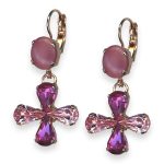 Mariana Earrings Saba Caribbean Life Coll. Beautiful Pink Opal, Rose, & Lt Rose Austrian Crystals - Image 3